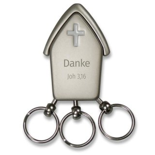 Schlüsselanhänger - Kirche - Kreuz Weiß