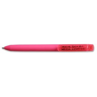 Kugelschreiber in Neonfarbe Pink mit Aufschrift