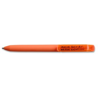 Kugelschreiber in Neonfarbe Orange mit Aufschrift