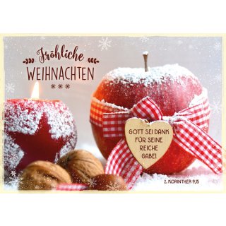 Postkarte Apfel mit Schleife