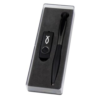 Kugelschreiber & USB-Stick-Set Grau