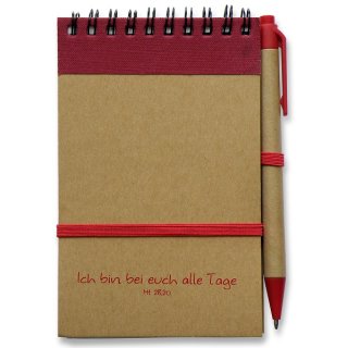 Notizbuch mit Kugelschreiber Rot