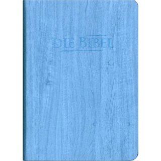 Elfelder Taschenbibel PU-Kunstleder Holzoptik mit Struktur in blau