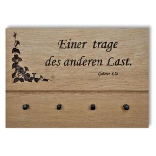 Schlüsselbrett aus Eiche mit Bibelvers