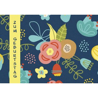 Faltkarte - Zum Geburtstag bunte Blumen