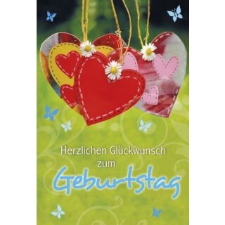 Doppelkarte zum Geburtstag mit Herzenmotiv