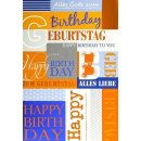 Doppelkarte zum Geburtstag Birthday orange-blau