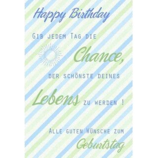 Doppelkarte zum Geburtstag - Streifen blau-grün
