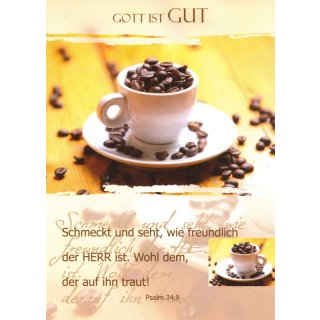 Postkarte Tasse mit Kaffeebohnen
