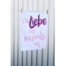 Weißes Geschirrtuch mit Pinker Schrift Alles Liebe