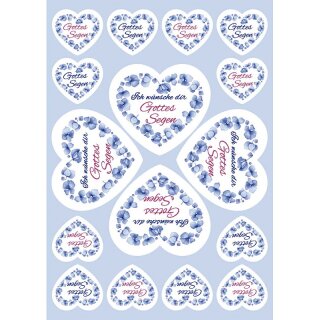 16 Herz Aufkleber mit Blumen zum Geburtstag