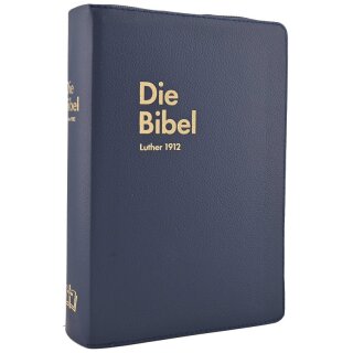 Luther 1912 Standardausgabe Leder mit Reißverschluss Blau