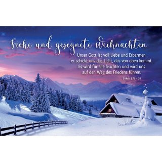Postkarte zu Weihnachten mit dem Vers aus Lukas 1 78 79