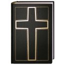 schwarze Bibel mit großen goldenem Kreuz