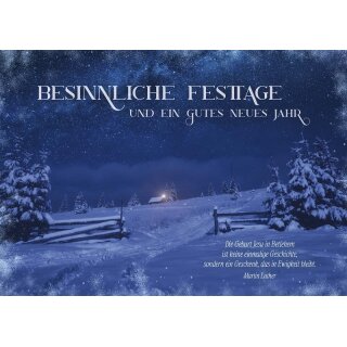 Postkarte - Hütte in der Nacht