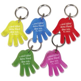Schlüsselanhänger - Hand in Gelb, Blau, Rot, Grün und Pink
